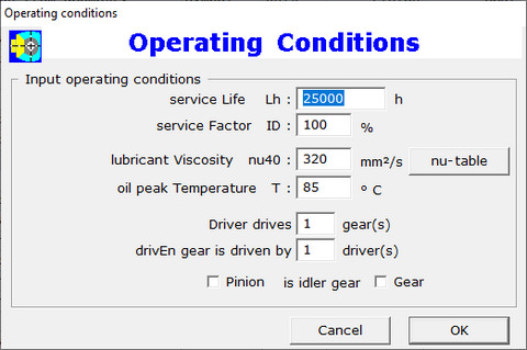 Operating Conditions Dialog Box