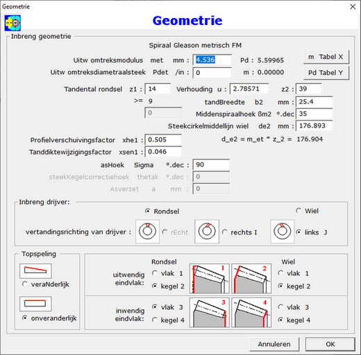 Dialoogvenster Geometrie