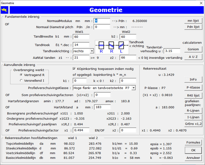 Dialoogvenster inbreng geometrie