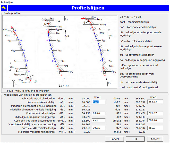 Profielslijpen Dialoogvenster