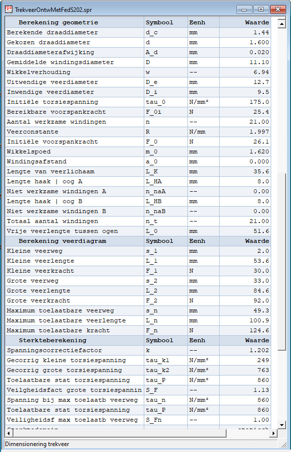 Uitvoer Ontwerpberekening Trekveer