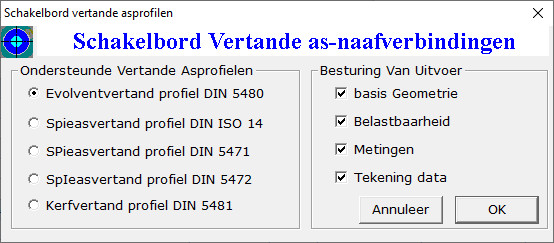 Spieasverbinding evolventvertand DIN 5480