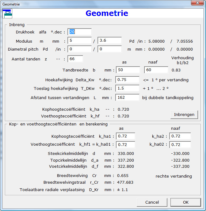 Calculation of Geometry Dialog